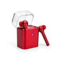 True Wireless Earbuds, Bluetooth Earphones Stereo Sound Bass Earpiece Headset Sport Running Waterproof Headphones with Charging Case (Red)