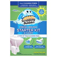Scrubbing Bubbles Fresh Brush Starter Kit & Caddy, 4 Flushable Refills + 2 Heavy Duty Refills