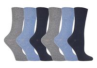 Gentle Grip - 6 Pack of Ladies Diabetic Socks -5-9 us (Light Blue)
