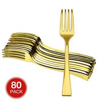Majestic Settings Mini Collection Disposable Plastic Mini Forks, Plastic Tasting Forks, 4 inch Forks, Great for Desserts, Sampling, or Appetizers… (Gold 80 pk)