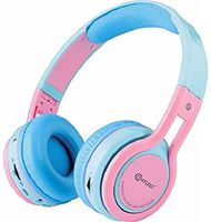 Contixo KB-2600 Kid Safe 85DB Over the Ear Foldable Wireless Bluetooth Headphone with Volume Limiter, Built-in Micro Phone, Micro SD card Music Player, FM Stereo Radio, Audio Input & Output, Blue Pink