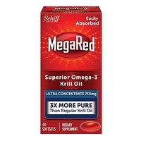 Omega-3 Krill Oil 750mg Supplement- Megared Ultra Concentration 40 softgels - EPA/DHA Fatty acids, Antioxidants, Carotenoids, Easy Absoption, No Fishy Burp Aftertaste as with Fish Oil