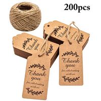 Funpa 200PCS Christmas Hanging Tags Leaves Marking Tags Kraft Paper Gift Tags