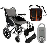 Karman S-Ergo 115 Ergonomic Transport Wheelchair | S-Style Seat Size 16" X 17" | Standard Swing Away Legrest | Frame Color - Pearl Silver & Free 130 dB Silver Safety Alarm!