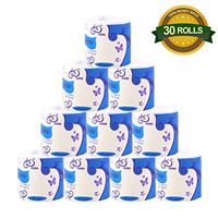 KKLU Roll Paper Hollow Replacement Toilet Paper, 3-Ply Soft Strong Toilet Tissue Cotton Roll Paper Household Towel Tissue for Daily Use (30 Rolls_)