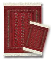 Lextra (Turkoman Bokhara), MouseRug & CoasterRug Set, Reds and Gold, 10.25" x 7.125", one MouseRug and one Matching CoasterRug