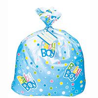 Jumbo Plastic Blue Polka Dot Boy Baby Shower Gift Bag