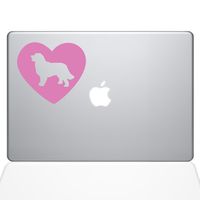 The Decal Guru Heart Bernese Mountain Dog MacBook Decal Vinyl Sticker - 13" MacBook Pro (2015 & Older) - Pink (1322-MAC-13P-BG)