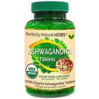 Organic Ginseng or Ashwagandha Tablets, USDA Certified, 500 mg, 100 per Bottle by Perfectly Natural Herbs