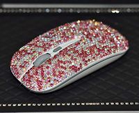 TISHAA Luxury Crystal Diamond Rhinestone Bling USB Slimline Flat Computer Laptop Mouse USB Nano Receiver for Notebook, PC, MacBook (Pink)