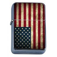 Vintage American Flag Flip Top Oil Lighter D1 Patriotic Freedom American Heroes Veterans