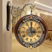 Wall Clocks New Double-Sided Living Room Clock Modern Solid Wood Restaurant Clock Mute Double-Sided Clock Carl Artbay Beautifully Decorated Clocks (Color : G)