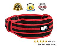 RAD Weight Lifting Belts Neoprene Double Belt Back Lumbar Support Fitness Exercise Bodybuilding (Red, Medium)