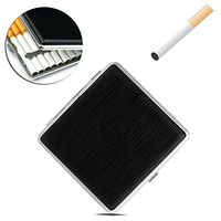 BCHZ Stainless Steel Cigarette Holds 20 Black Stripe Pattern Leather Pocket Cigarette Case Tobacco Cigar Storage Box Holder Container New