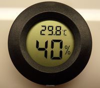 Digital Cigar Humidor Hygrometer Thermometer 1 3/4" Inch Round Black Face 001-C