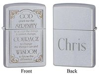 Personalized Zippo Serenity Prayer Satin Chrome Lighter with Free Engraving