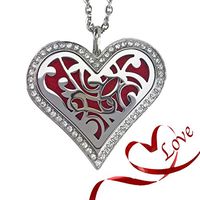 Sweet Soul Designs Aromatherapy Locket Diffuser Heart Necklace for Essential Oils - Stainless Steel Love of Life Design with Crystals, Adjustable Chain