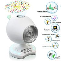 White Noise Sleep Sound Machine, Night Light Baby Soother Ceiling Projector, Nature Sounds Lullaby Nursery Rhyme, Auto-Off Timer, Headphone Jack, Battery Powered, Portable Travel Office Bedroom Crib