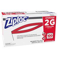 Ziploc Professional Storage Bags, For Food Organization and Storage, Double Zipper, 2 Gallon, 100 Count