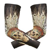 Anyangquji Native American Indian Headdress with Skull Arm Sleeve Protectiv for Man Elbow Brace for Arthritis (1 Pair)