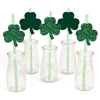 St. Patrick's Day Paper Straw Decor - Saint Patty's Day Party Striped Decorative Straws - Set of 24