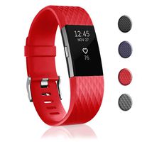 Bands Replacement Compatible for Fitbit Charge 2, Adjustable Wrist Accessories Sport Wristbands for Women&Men (Red, Large)
