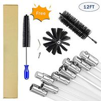 DECFLO 12FT Flexible Dryer Vent Cleaning Brush Kit- Lint Remover for Dryer Duct,Chimney Brushes- Extension Nylon Rods and Synthetic Brush Head (6 Rods)