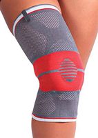 ORTONYX Patella Stabilizer Knee Brace Compression Sleeve - Knee Support for Meniscus Tear, Arthritis - L Gray/Red