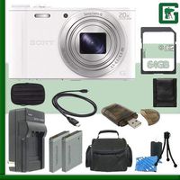Sony Cyber-Shot DSC-WX350 18 MP Digital Camera (White) + 64GB Green's Camera Bundle 3
