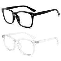 MEETSUN Blue Light Blocking Glasses, Anti Eye Strain Headache (Sleep Better),Computer Reading Glasses UV400 Transparent Lens (Black + Clear Frame/Clear Lens 2 Pack, 53)