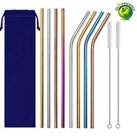 Reusable Metal Straw, Stailess Steel Tumbler Straws Sustainable Products, Daily's Cocktails Drink Coffee Tea Accessories, with Bottle Cleaning Brushes