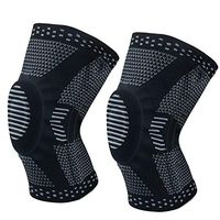 Knee Brace Compression Sleeve (1 Pair) for Running, Basketball, Tennis, Sports and Meniscus Tear, Arthritis, Joint Pain Relief, Injury Recovery for Women & Men (Gray， L)