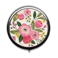 Qien BaiSei Spring Flowers Lovely Floral Pill Box/Pill case-Round Pill Box/case- Three-Compartment Pill Box/Pill case