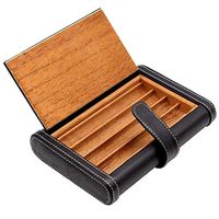 Smoking Set/Cigar Box can Hold 4 Cigars Pine Lining with Leather Travel Portable Cigarette Box Multi-Functional Men's Gift Box Black Mute
