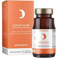 Radiant Glow for Hair Skin & Nails | Get Lustrous Hair Glowing Skin and Strong Nails with Biotin, Methylated B12, Folate, Collagen, Organic Flaxseed Oil (60 Count)