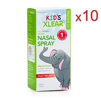 XLEAR Kid's Natural Saline Nasal Spray with Xylitol.75 fl oz (10 Pack)