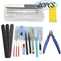 BXQINLENX Professional 20 PCS Gundam Model Tools Kit Modeler Basic Tools Craft Set Hobby Building Tools Kit for Gundam Car Model Building Repairing and Fixing(O)