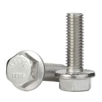 M6-1.0 x 12mm Flanged Hex Head Bolts Flange Hexagon Screws, Stainless Steel A2-70, 25 PCS