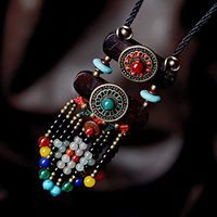 Vintage Pendant Women Ethnic Sweater Wooden Necklace Jewelry Tibetan Turquoise Pretty Stylish For gift Elegant Beads Accessory Daily Best Comfy Unique Design