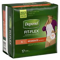 Depend Women Underwear Moderate Absorbency Extra Large, 17 CT (Pack of 4)