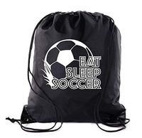 Soccer Party Favors | Soccer Drawstring Backpacks for Birthday Parties, Team events, and much more! - 10PK Black CA2500SOCCER S3