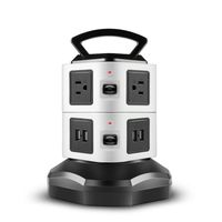 TNP Power Strip with USB Surge Protector - 6 AC Outlet + 4 USB Port Charger Charging Station Power Supply Adapter Multi Socket Plug Powerstrips Bar Stand Tower, Individual Switch, 6FT Extension Cord