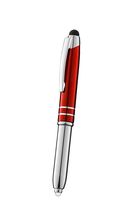SyPen Stylus Pen for Touchscreen Devices, Tablets, iPads, iPhones, Multi-Function Capacitive Pen With LED Flashlight, Ballpoint Ink Pen, 3-In-1 Metal Pen, 1PK, Red