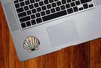 Shell - Scallop Seashell - Stained Glass Style Vinyl Trackpad Tablet Phone Decal - Copyright 2016 Yadda Yadda Design Co. (Size and Color Choices) (Small, 2" w x 1.75" h) (Blue)
