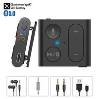 1Mii Bluetooth Receiver, Wireless Audio Adapter Back Clip Bluetooth 5.0 Receiver Car Kit with Mic Handsfree Calls 3D Surround Music aptX Low Latency AUX 3.5mm for Wired Headphones Home Car Stereo-B07