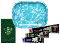 JWare Pre-Rolled Medium Size Cones, King Size Cones, Party Size Cones, Leaf Lock Gear Smell Proof Pouch, with Mini Rolling Tray (Ripple)- 5 Item Bundle