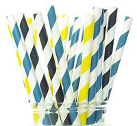 Police Party Supplies, Cop Paper Straws (25 Pack) - Policeman Themed Birthday Party Decorations, Police Party Stripe Straws