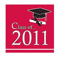 Creative Converting School Colors Party Creations 36 Count 2-Ply Lunch Napkins, Classic Red