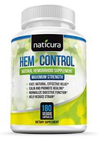 Hem-Control Natural Hemorrhoid Treatment Supplement - Fast & Lasting Pain Relief Pills - Vegan Capsules for Hemroid & Colon Health with Blond Psyllium Husk (180)