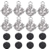 Essential Oil Pendant,Outgeek 8PCS Essential Oil Diffuser Necklace Pendant Elegant Aromatherapy Diffuser Locket Necklace Jewelry Making Pendant with 8pcs Lava Stones